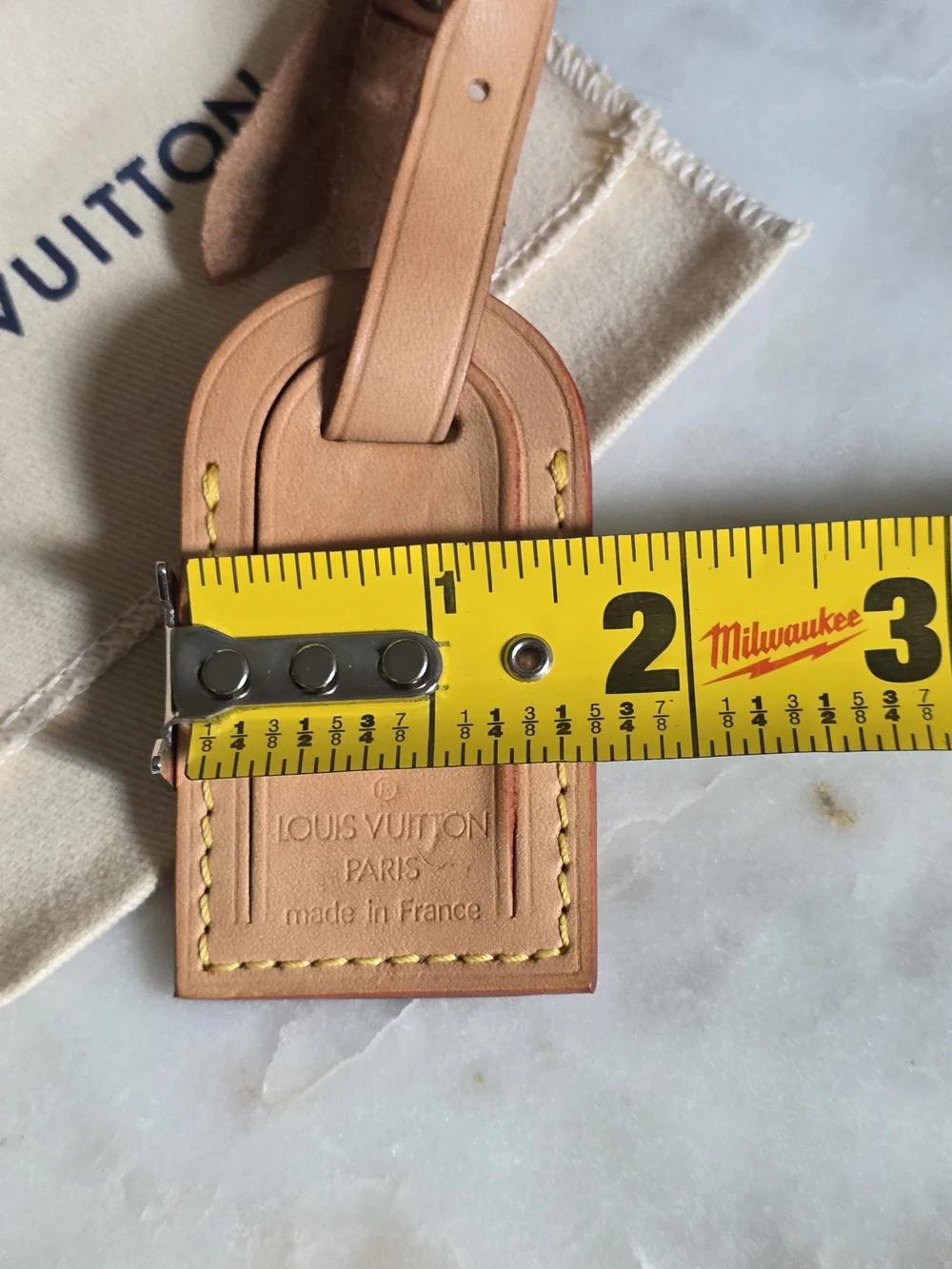 Authentic Louis Vuitton Vachetta Leather Luggage Tag W/ Box & Dustbag